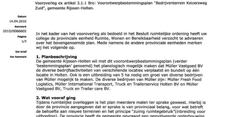 Provincie zet streep door plannen gemeente muller gemeente 